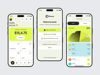 Finance App app design bank banking app crypto finance app finance ui finance ux financial wellness fintech fintech app investing app mobile mobile app money app oripio product design