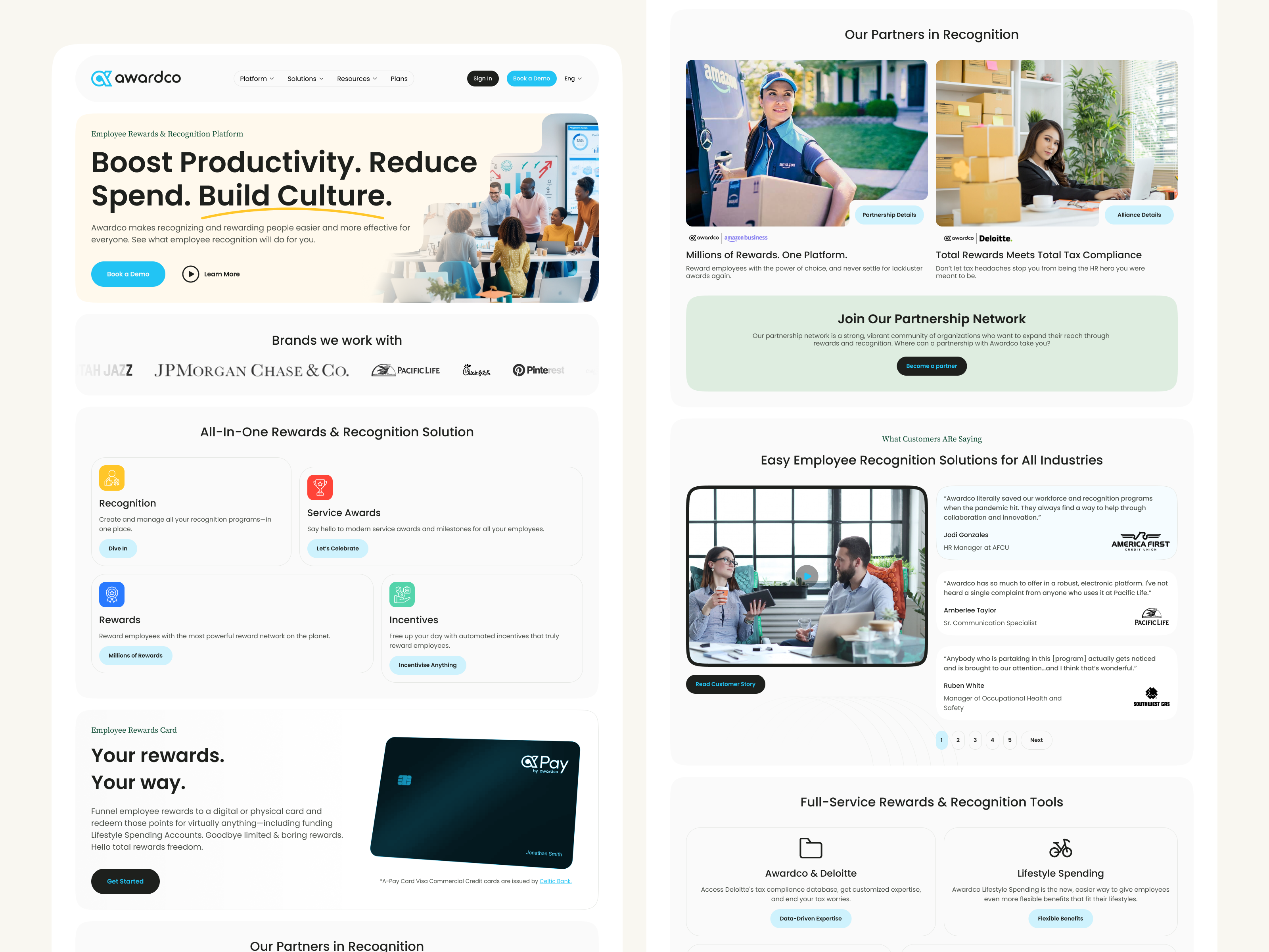 Awardco – Employee Rewards & Recognition Platform (Redesign) interface product service startup ui ux web