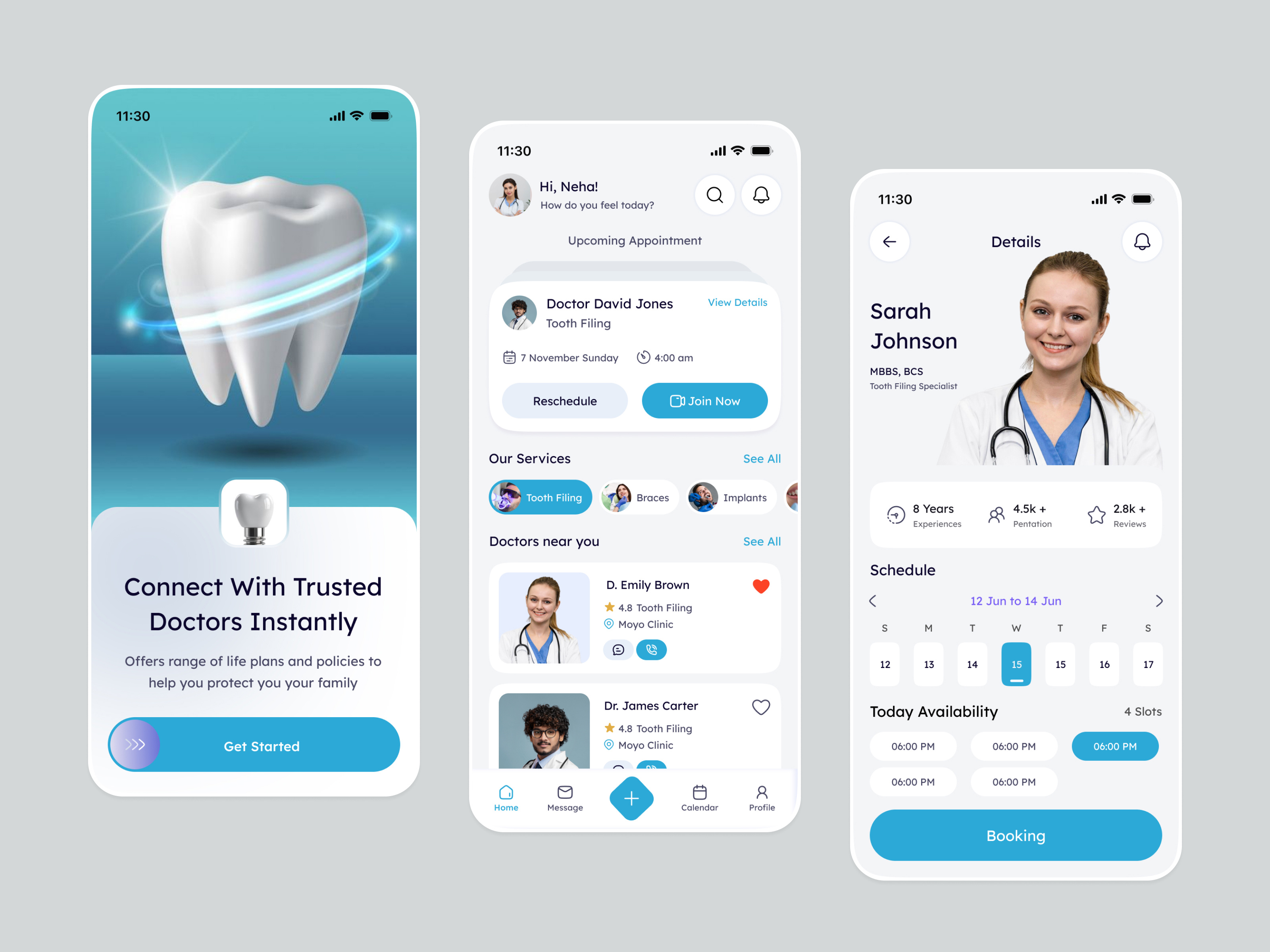 Smart Dental Care – Appointment Booking Appointment aesthetic dentistry android app design consultation app dental ui doctor app figma design health tech healthcare healthcare ui interface design ios medical app ui mobile mobile app product design telemedicine ui design ux design wellness