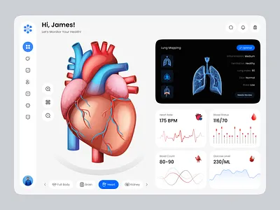 AI Health Monitoring Dashboard UI ai appointment appointment booking artificial intelligence bar chart dashboard design designer developer health dashboard healthcare healthcare dashboard startup web app design web application web dashboard web design web developer web platform