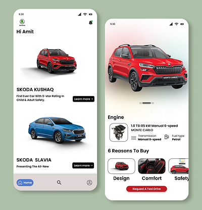 Skoda Car Application car design figma graphic design ui ux