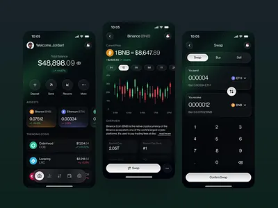 Fintech Wallet and Crypto Trading app app clean design mobile modern ui