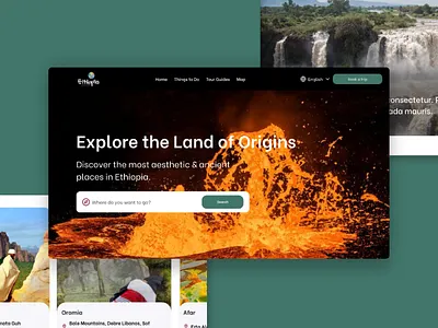 Explore the land of Origins: Tourism Website animation ui