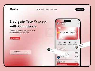 Fintech Landing Page UI UX Design bank bank app banking app crm finance finance app fintech app hero landing page money saas savings statistics ui uiux design ux wallet web web design website