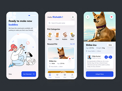 Pet App UI branding design illustration logo mobileapp pet adoption ui pet app ui pet friend ui tecorb ui userinterface ux vector