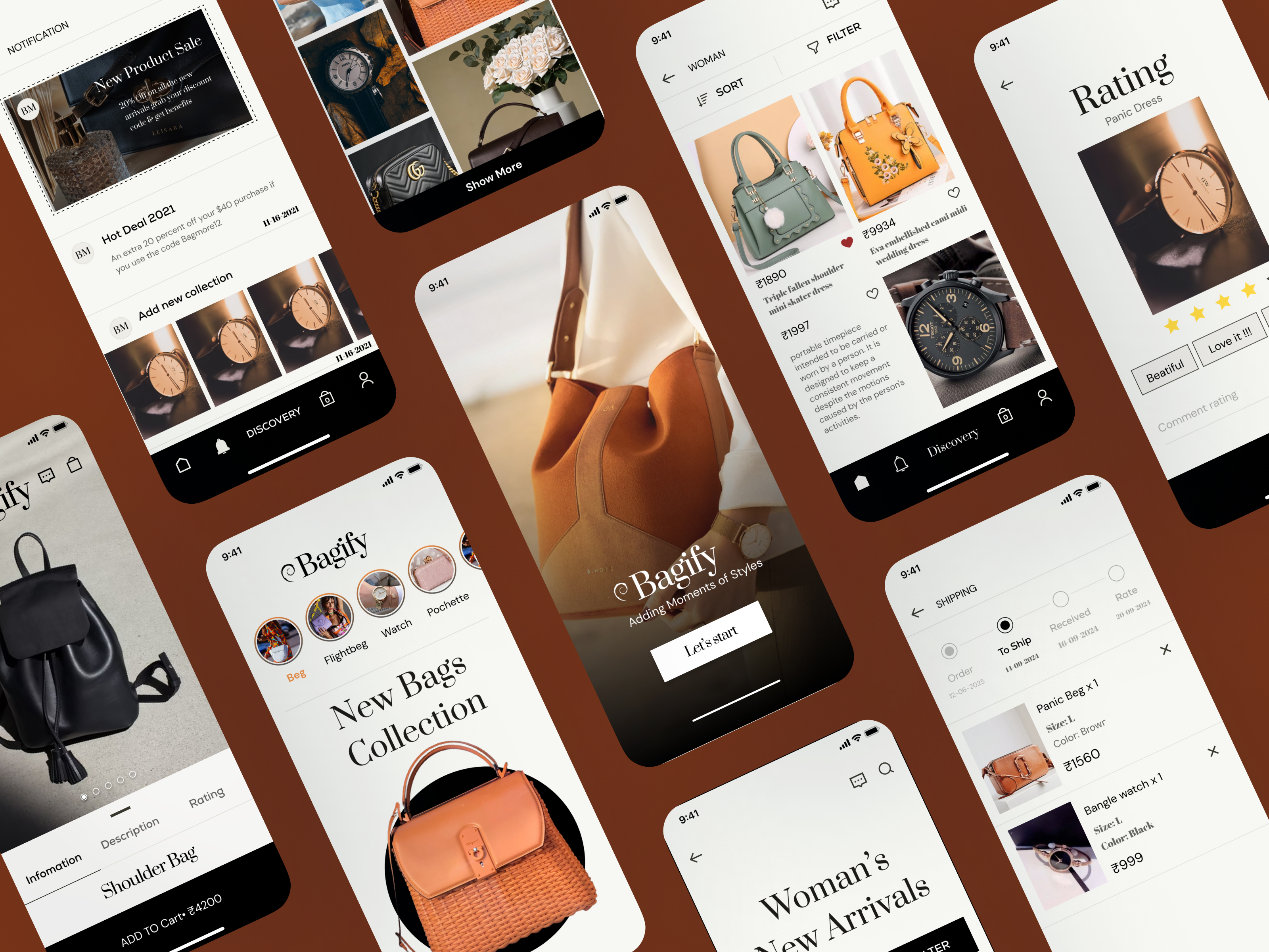 Bag Shopping App — Mobile UI/UX Case Study androidapp appdesign bagapp dribbble dribbbledesign ecommerceapp fashionapp figma graphic design interactiondesign iosapp mobileappdesign motion graphics productdesign prototype shoppingapp uidesign uiux uxdesign