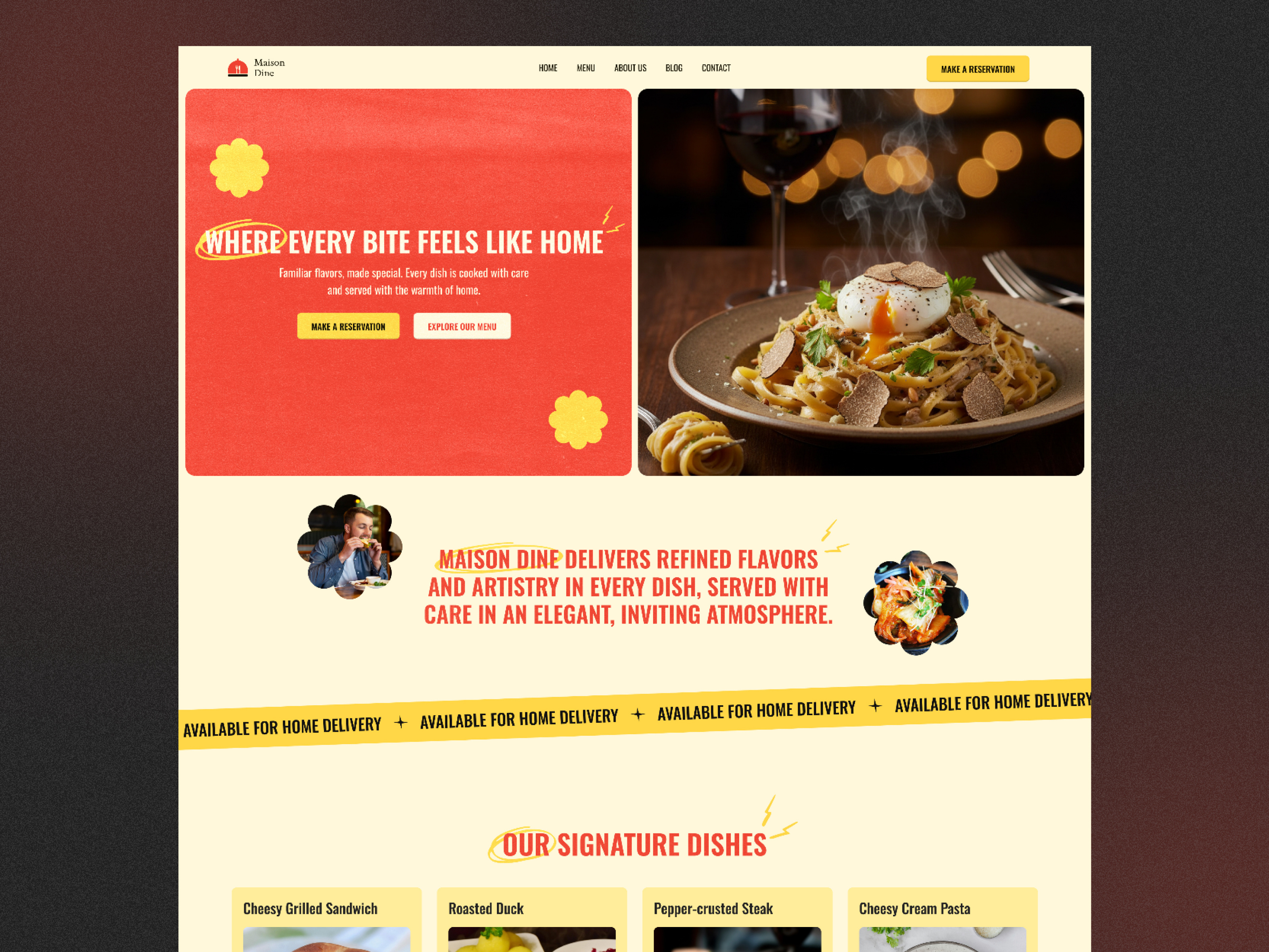 Maison Dine — Restaurant Website UI 🍽️ design inspiration figma design food app food website landing page landing page design modern web design restaurant ui restaurant website ui design ui ux user interface design ux design web design website ui