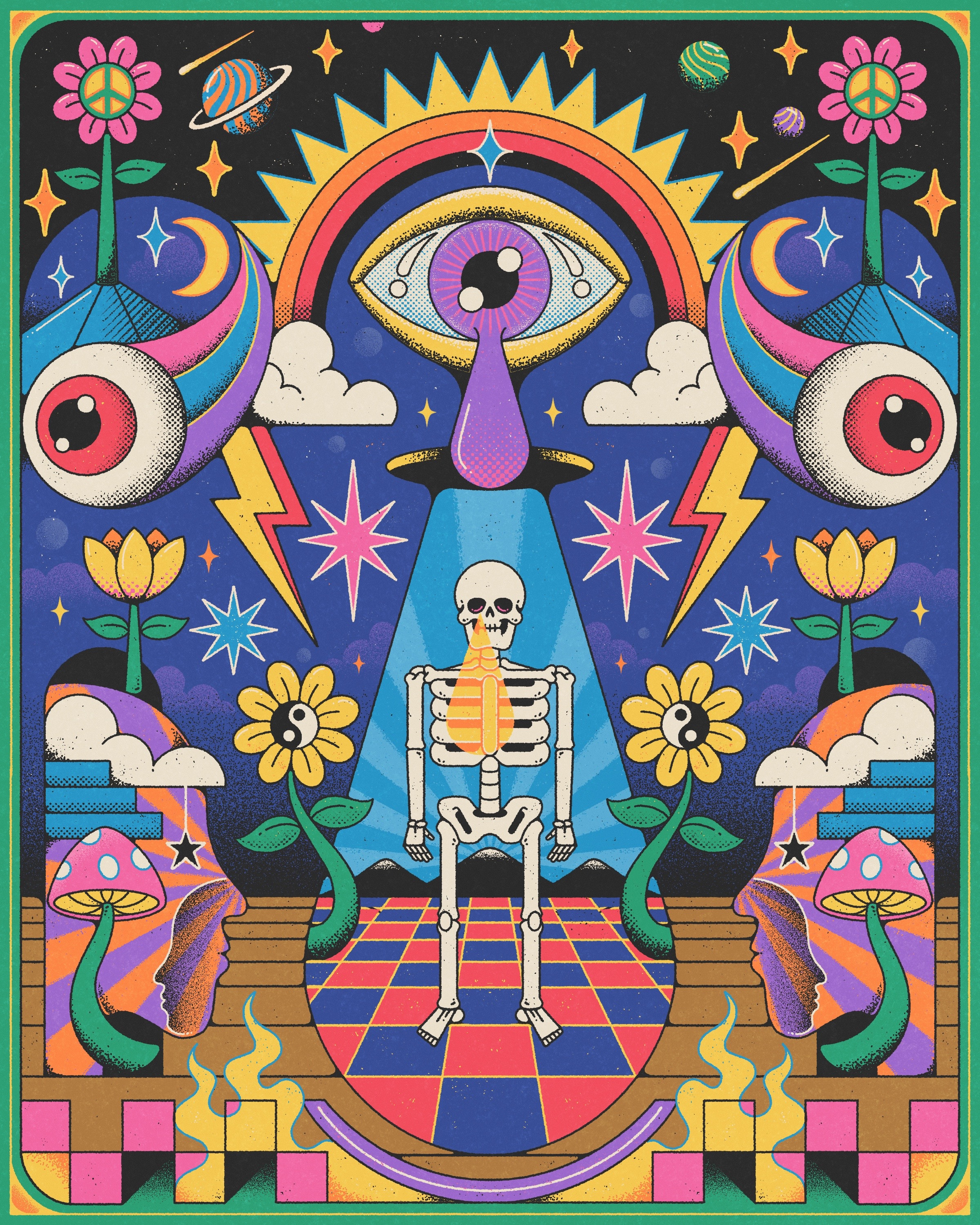 By the Tears acid branding colorful cover album cover art design flowers gigs design graphic design illustration merch music poster psychedelic skull art surrealism tees design unique design visionary art