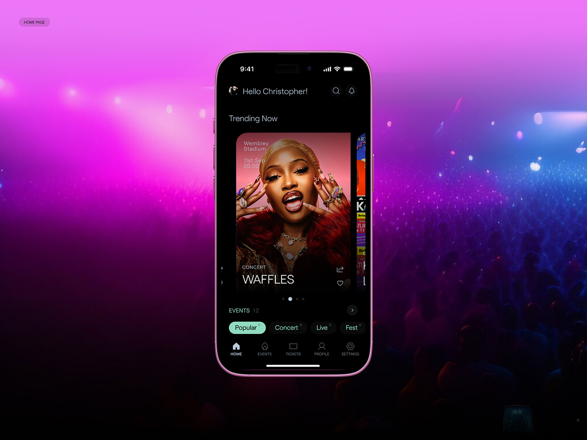 Home page UX/UI Concept – Ticket Booking Aplication Design