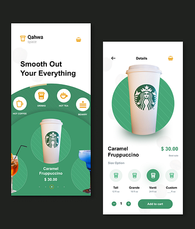 Starbuck coffee Application design figma graphic design ui ux