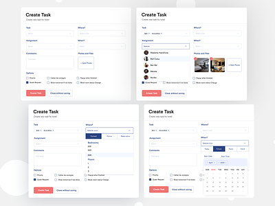 Create Task I Hotel Management App assignment calendar create task create work five star hotel future task guest request guest status hotel dashboard hotel rent hotel room hotel software hotel staff sass hotel task hotel ui hotel ux task task assignment task for hotel task management