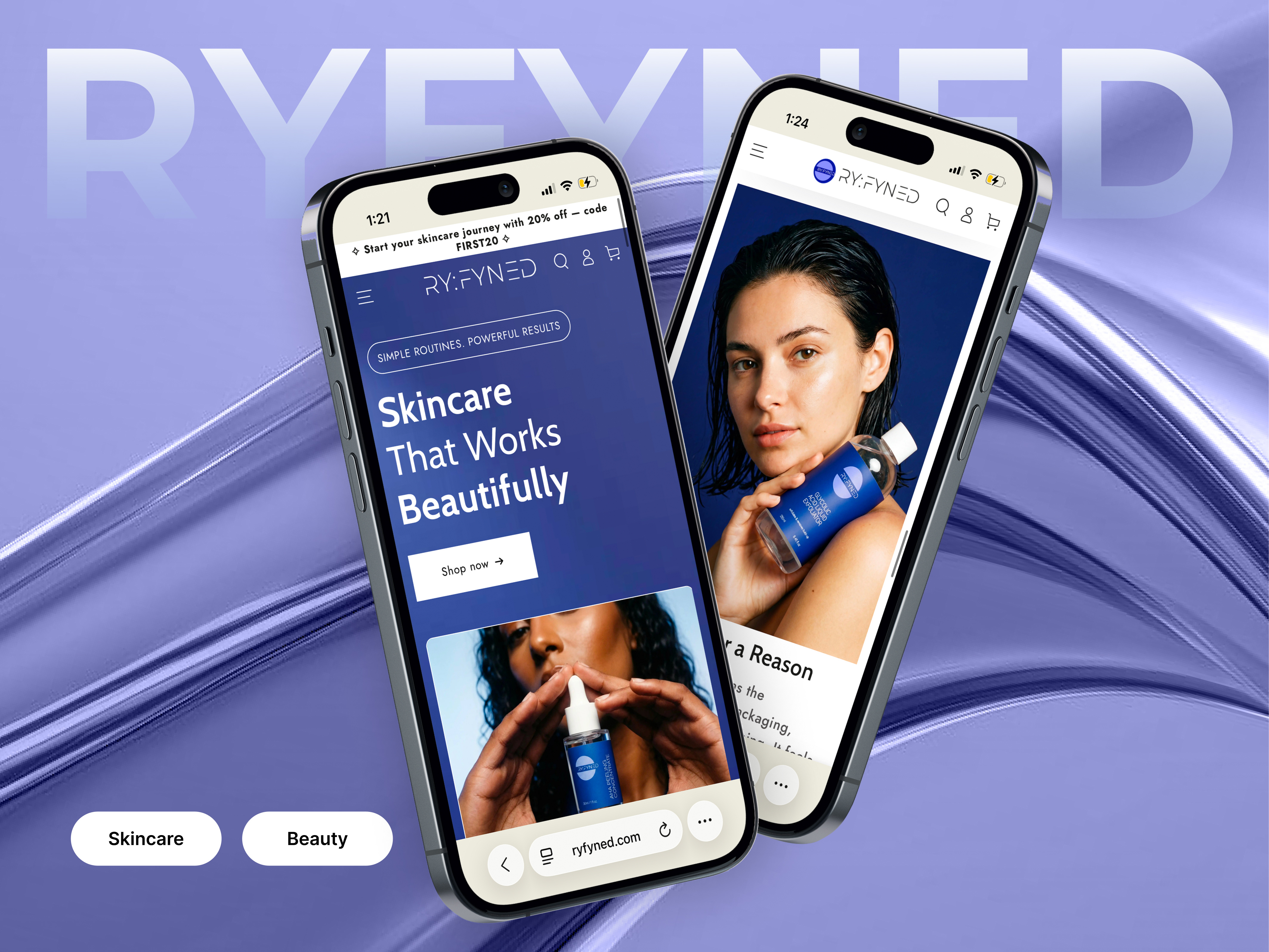 Ryfyned Skincare: E-commerce Website Case Study animation case study clean cosmetic e commerce landing page luxury website marketplace motion graphics nature online shopping popular responsive design skin skincare e commerce skincare website ui ux web design website design