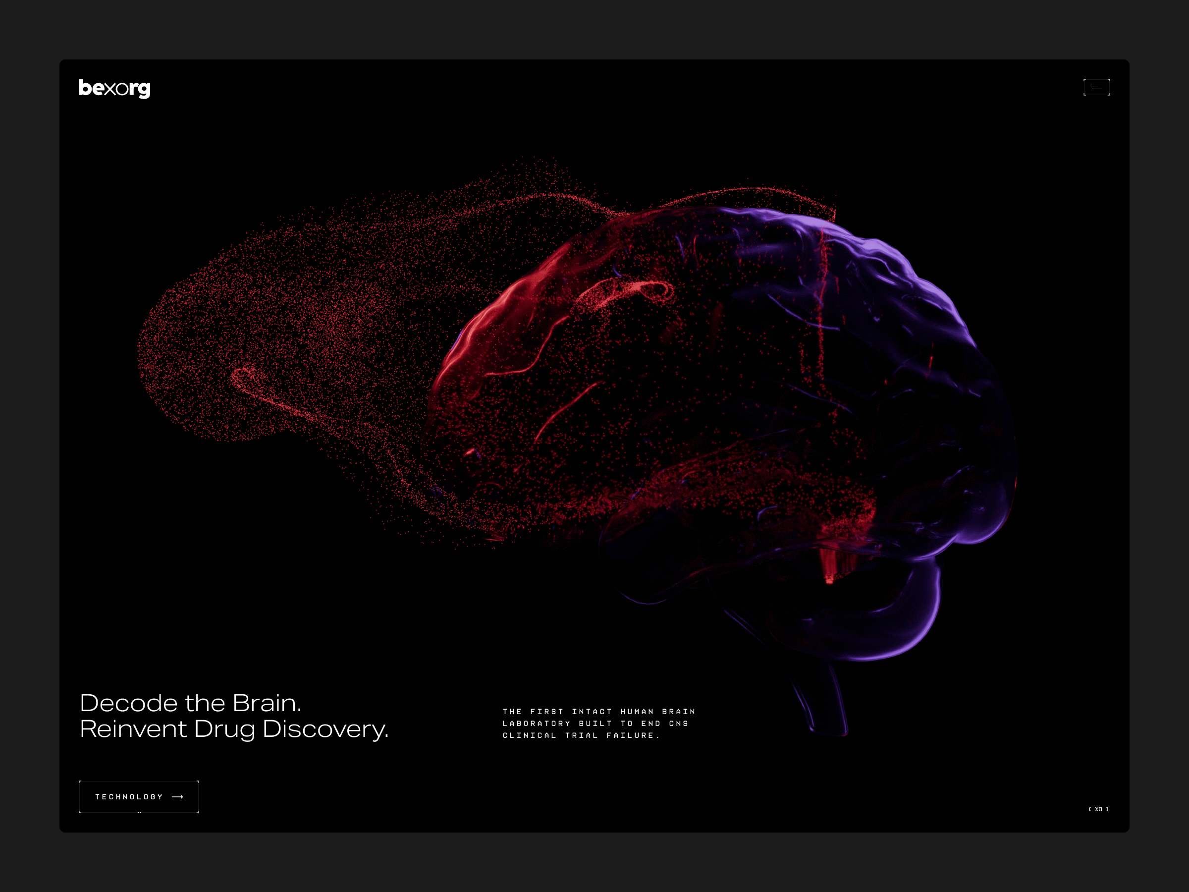 Bexorg / 3D Visuals & Layout 3d brain branding exploration glass graphic design illustration layout particles science typography ui visual