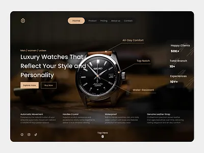 Minimal watch store landing page ecommerce figma figmaui landing page minimalui uiux user interface vtimepiece watchstore webdesign