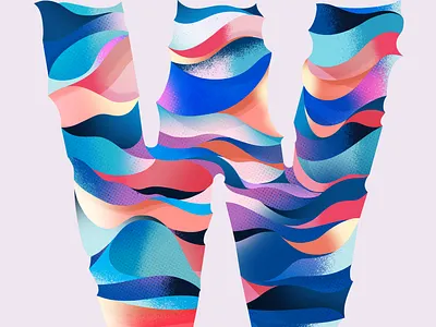 W — Wave Typeface Study / Day 23 Everyday_01591 3d artwork design graphic design illustration