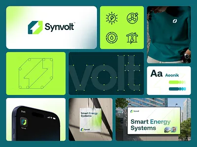 Synvolt - Logo and Branding Design app icon logo brand and identity branding branding design creative logo electric green color palette icon symbol logo logo designer logo presentation logomark modern logotype panze studio solar energy tech logo technology logo unique logo volt