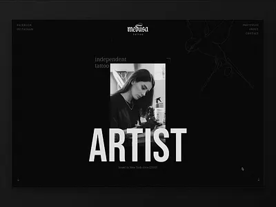 Medusa Tattoo - Portfolio Website bold dark ui editorial experimental framer interaction landing page personal website portfolio raw scroll tattoo tattoo artist tattoo portfolio tattoo studio typography ui design web design website website animation
