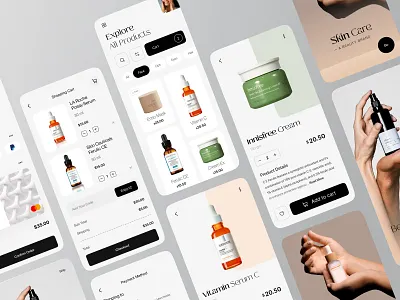 Beauty products App app design beauty products beauty products app cosmetics app cosmetology app ecommerce ecommerce app figma design ios product app product design product designer self care app skin care app skin care products uiux design