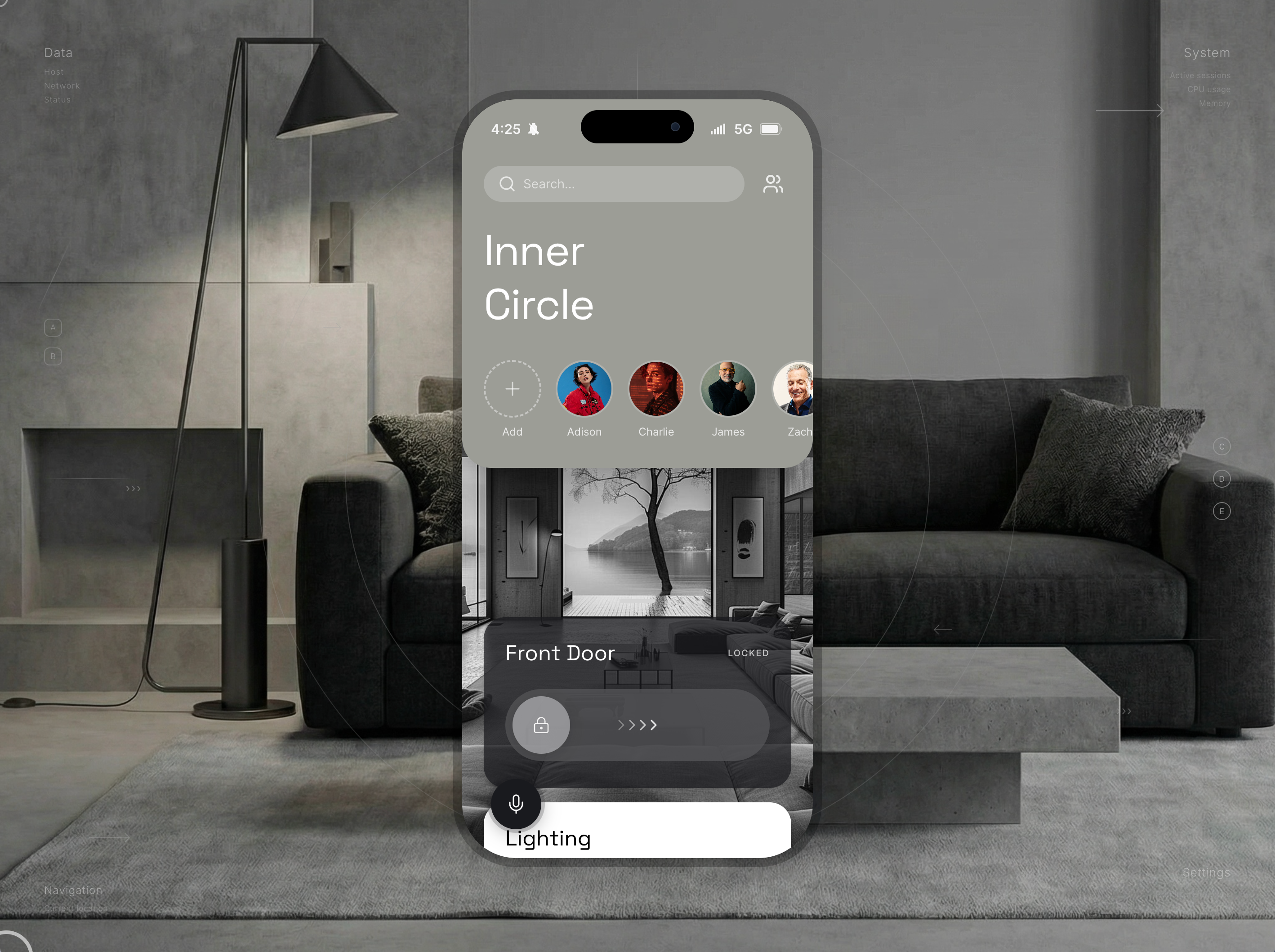 Everything app. Screens preview. ai technology black and white built app ev car minimalistic mobile prototype smart home smart technology smart tv ui voice assistant voice control wearables
