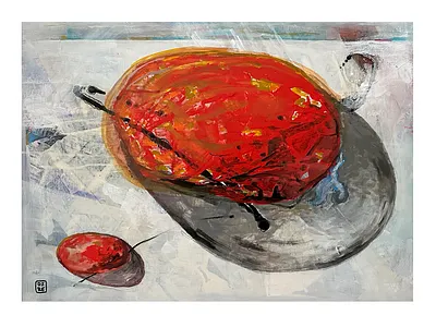 Uhlíky na ledu ...., akryl na plátně, 70 x 50 cm, 2026