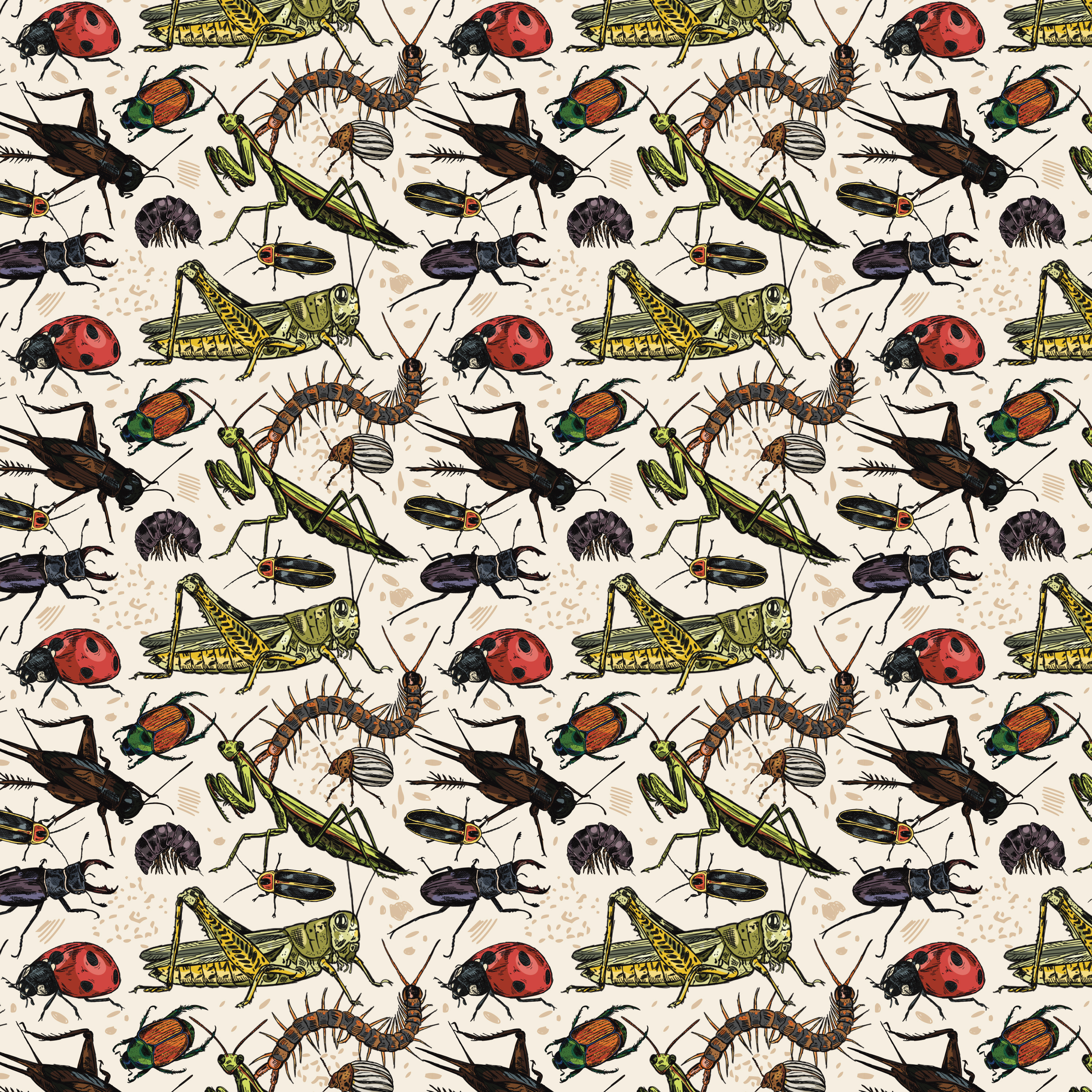 Bug Collection Pattern background bug bugs graphic design hand drawn illustrator insect insects nature outdoors pattern pattern design repeat repeat pattern seamless wallpaper