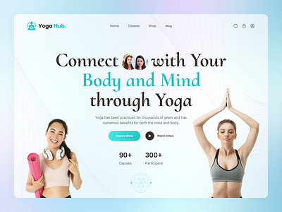 Yoga Hub. body body yoga clean creative design dribbble flat frontend hero interface landing page mind relax minimal relax yoga startup typography ui ux yoga