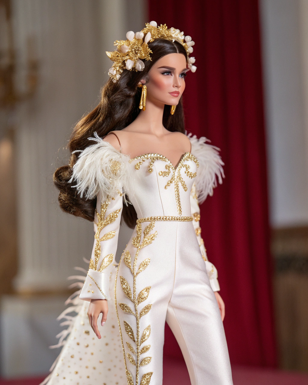 "Gilded Feather" | Opulent Barbie Couture 3ds max adobe illustrator art barbie doll character design concept art corona render design design inspiration illustration substance 3d painter zbrush