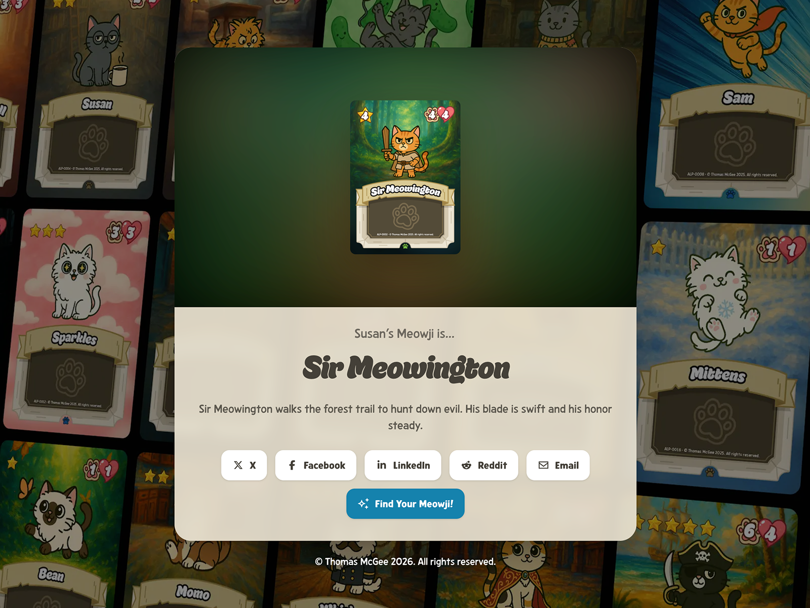 Example of Meowji TCG Custom Quiz