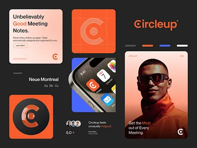 Circleup — Project Management Logo & Branding app icon brand identity brand system branding design system figma logo design logomark minimal modern orange productivity project management saas startup tech typography ui user interface visual identity