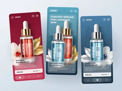 Premium Skincare Mobile UI app beauty branding concept design ecommerce glassmorphism gradient interface ios minimal mobile premium product skincare ui ux visual