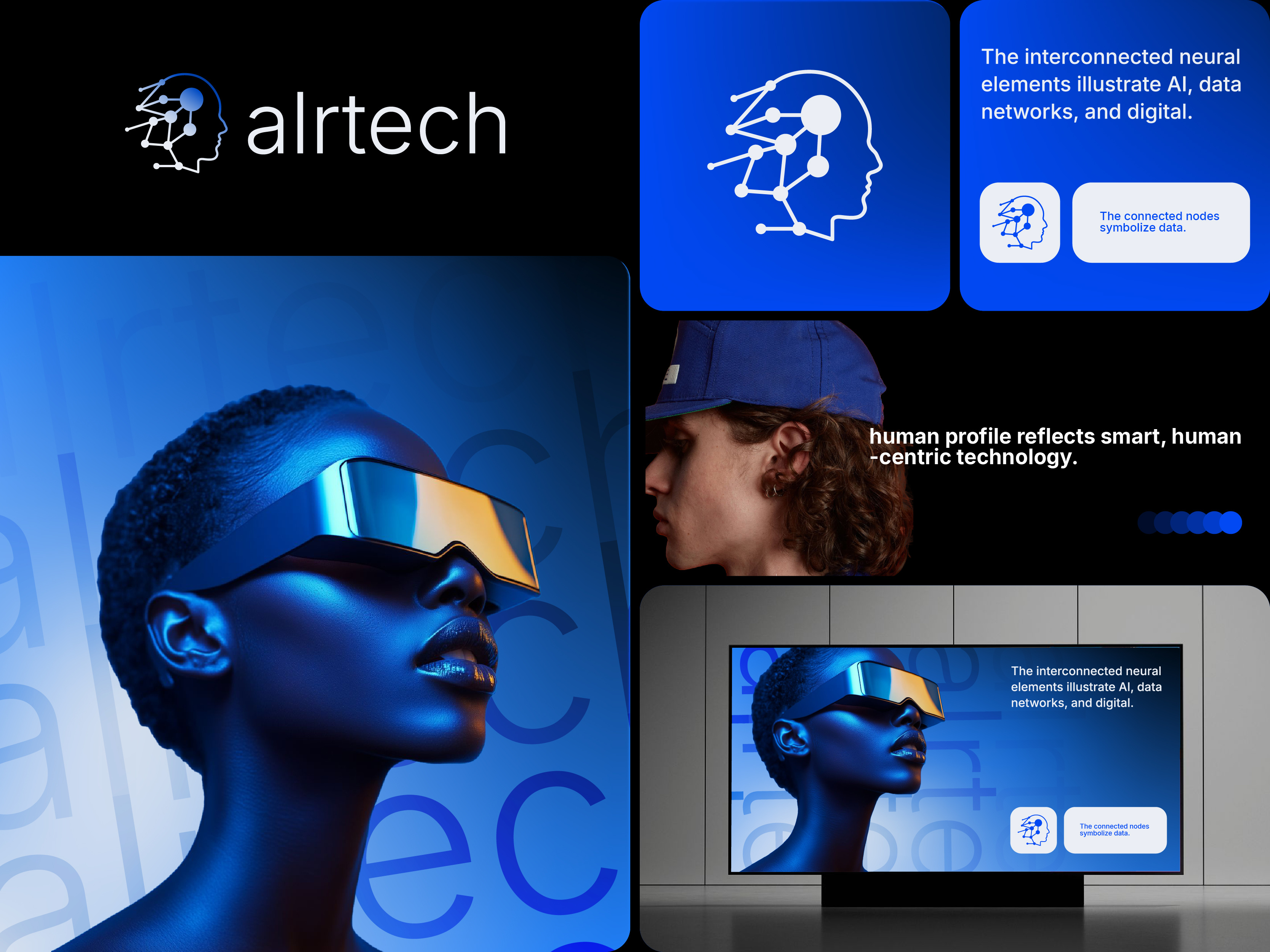 ALRTECH—Futuristic AI Logo Concept ai artificial intelligence brand identity branding data digital futuristic human head innovation logo logo design minimal logo modern logo neural network saas smart technology startup tech logo technology