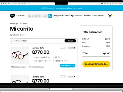 Eyewear Brand – Shopping Cart Page cart page ui e commerce eyewear glasses brand shopping cart design ui