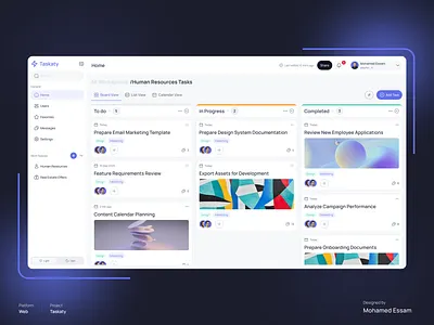 Taskaty — Task Management Dashboard (Light & Dark Mode) adminpanel darkmode dashboard dashboarddesign dribbble lightmode minimaldesign moderndesign productdesign productivity projectmanagement saas taskmanagement uichallenge uidesign uxdesign webapp webdesign