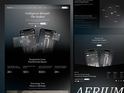 Aerium - Luxury Modern Smart Home App Website Landing Page UI UX app showcase automation clean elegant gradient landing page luxury luxury website minimalist mobile app landing page mobile app website product showcase product website professional smart home smart home app ui design web design website website design
