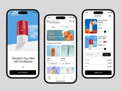 Ecommerce Beauty Product App app design app designer beauty brand app beauty product beauty product app cosmetics cosmetics app ecommerce ecommerce app ios online shop online shopping personal care app product app product designer skin care skincare product app trendy app uiux ux