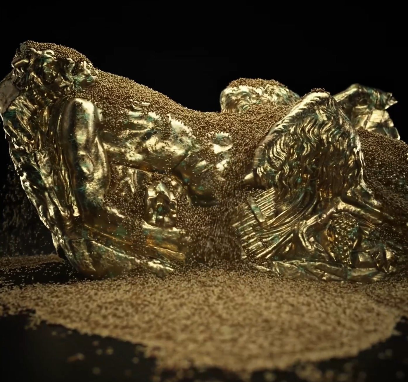 Statue Grains Simulation 3d animation motion graphics