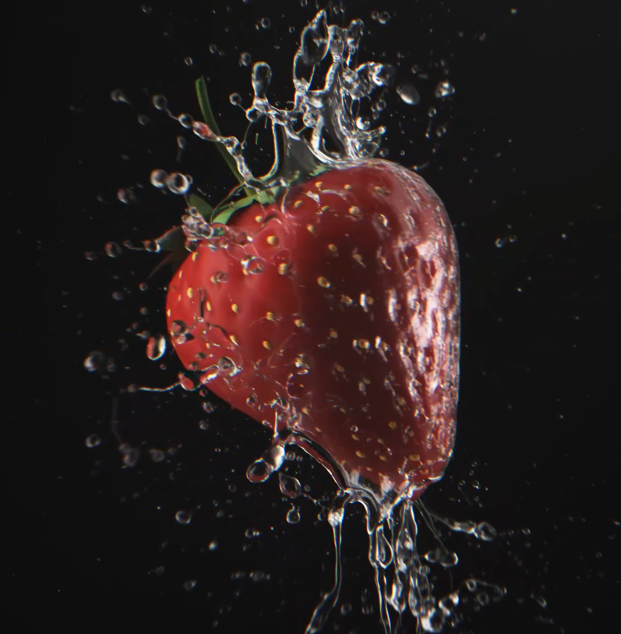 Strawberry Splash 3d animation motion graphics