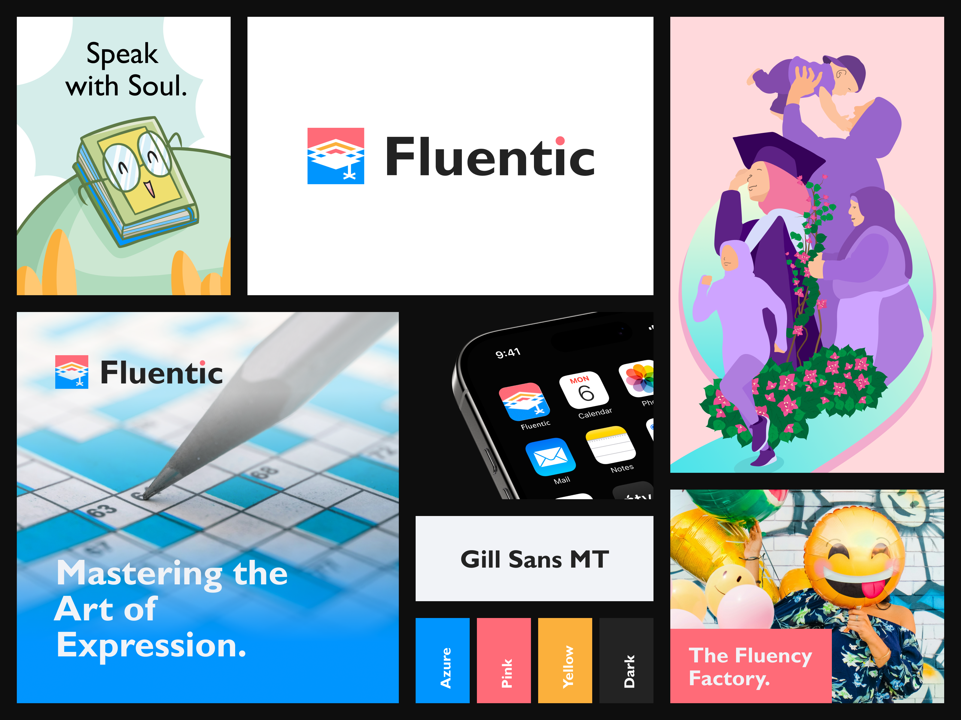 Logo Design for Fluentic | Language Learning & Online Education brand design brand identity branding education geometric logo graduation logo learning logo design logo inspirations logos logotype minimal modern modern branding startup branding symbol