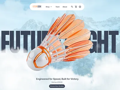 Future Flight | Premium Badminton Shuttlecocks for Speed badminton website badmintonindonesia badmintonlovers ecommerce landing page hero section landing page modern ui onlineshop shuttlecocks ui ui designer ux designer website hero website mockup website ui designer yonex