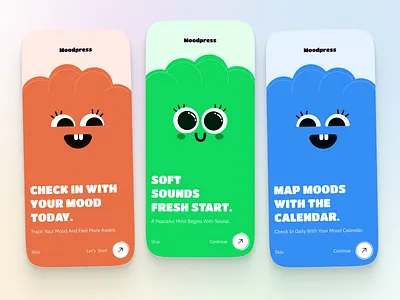 Mood Tracker & Wellness App Onboarding UI app app design character design clean dribbble feeling meditation mental health app mobile mobile app mobile app design mood mood tracker mood tracker app onboarding ui selfcare app ui ux ux design wellness
