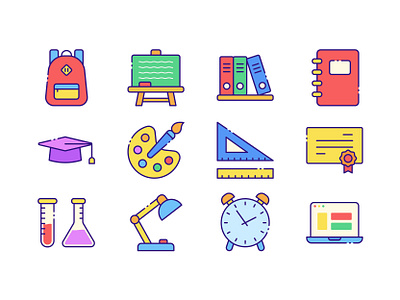 Education Icon Collection branding design flat free freelance icon illustration project ui vector