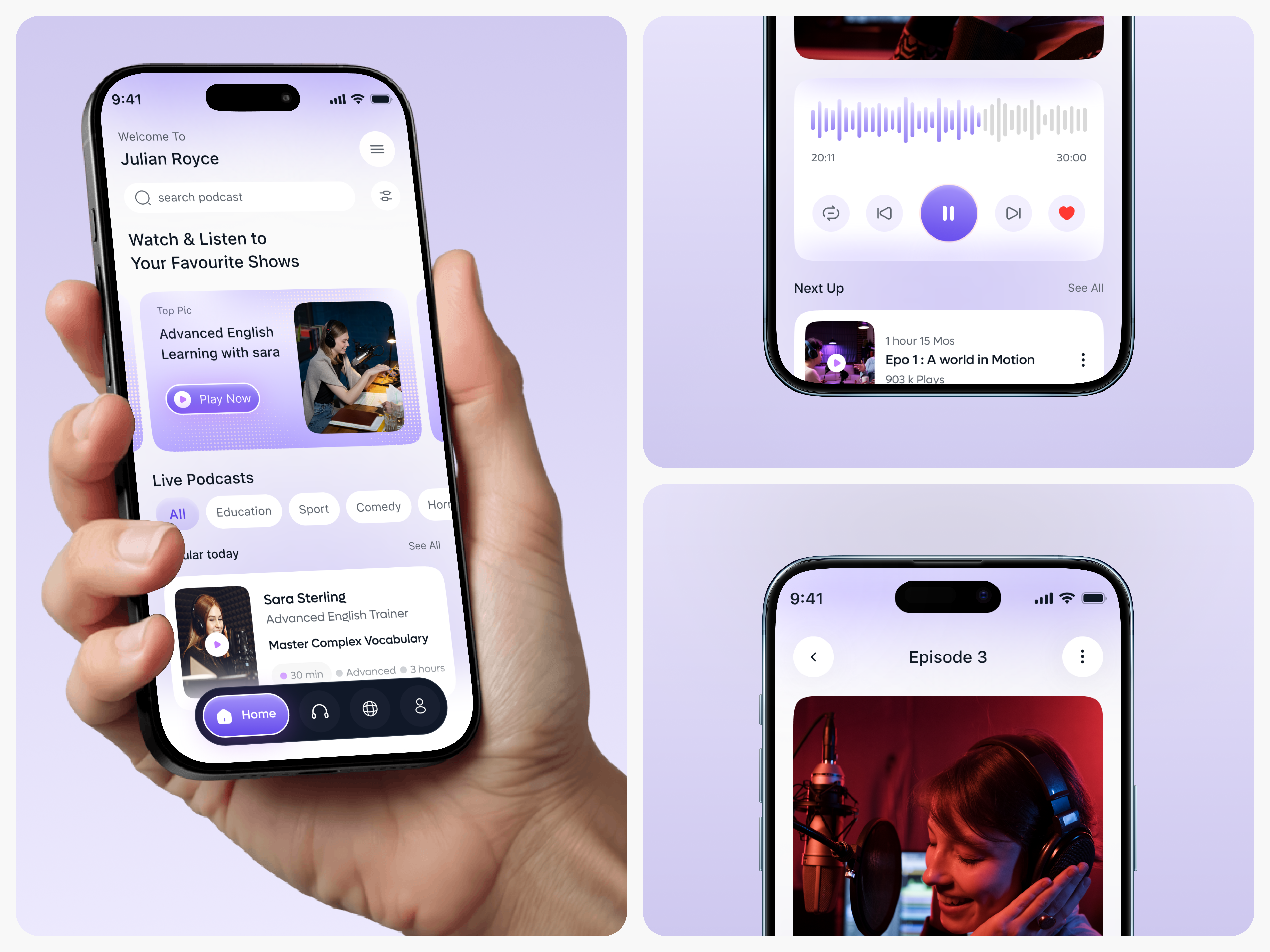 Example of Modern Podcast - Mobile App.