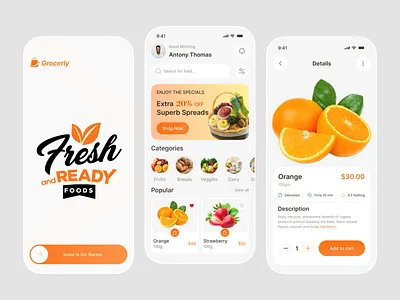 Grocery Delivery App | Fast & Fresh Shopping Experience appdesign delivery app deliveryapp ecommerce app ecommerce shop food delivery grocery mobile app grocery shopping groceryapp ios app design mobile app mobileappdesign modernui online shopping shopify app shopify store shopping app uiux