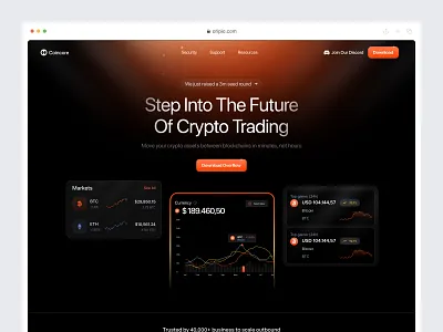 Crypto trading - SaaS Landing Page crypto crypto currency crypto dashboard crypto trading landing page dark mode dashboard landing page modern crypto dashbaord modern design modern website platform saas saas landing page saas website saas website design trading trading platform uiux web design website design