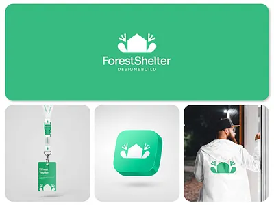 ForestShelter – Design & Build | Logo & Brand Identity animal app icon brand identity branding construction frog graphic design house icon design illustration logo logo design logo mark minimal modern real estate symbol typography visual identity wordmark