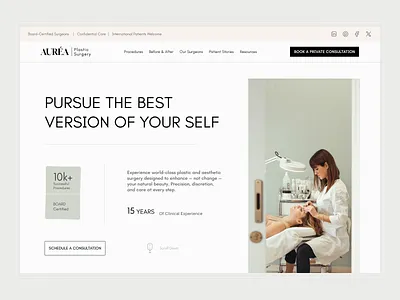 Luxury Plastic Surgery Website – Website Design aesthetic medical ui clean design clinic website figma design healthcare website hero section landing page mdeluwarr medical website minimal design modern website plastic surgery premium branding ui design web design web development website design