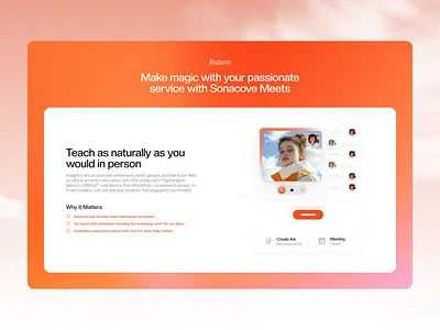 Zainmeet — online meeting platform feature section design interface product service startup ui ux web