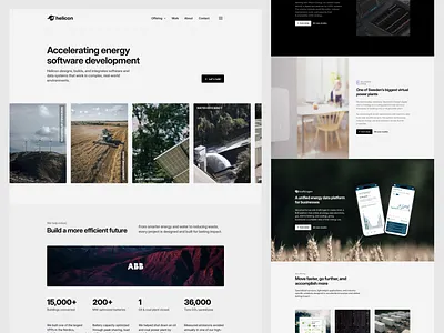 Helicon website boxes caes cleantech climate energy gray grey homepage landing page monochrome python renewable tech web site website