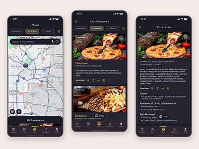 Restaurant Management Platform — Nearby Search darkui figma foodapp mobileapp productdesign restaurantapp uidesign