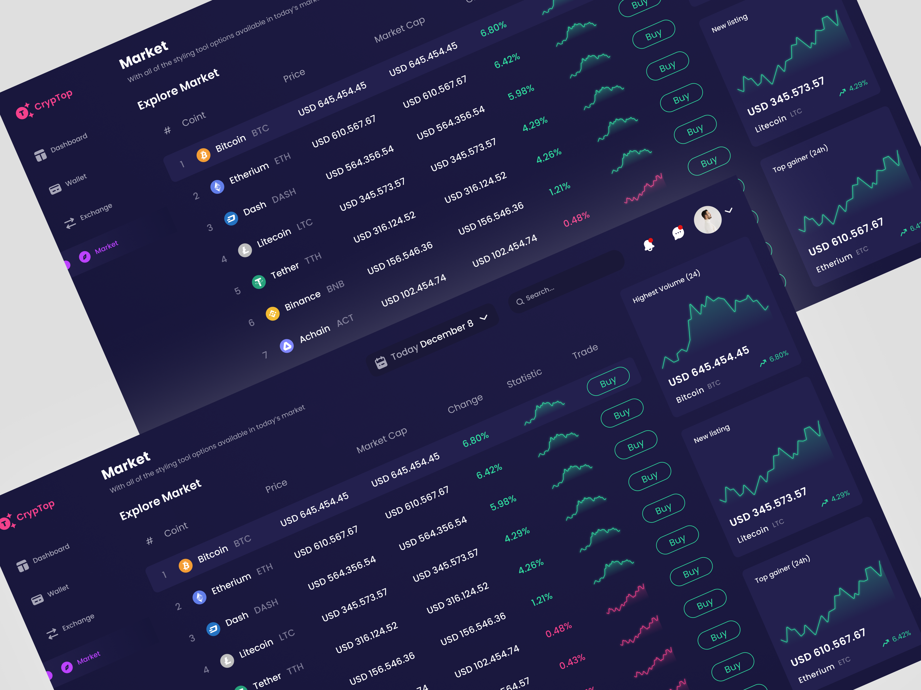 Crypto Dashboard Design crypto product design web design website